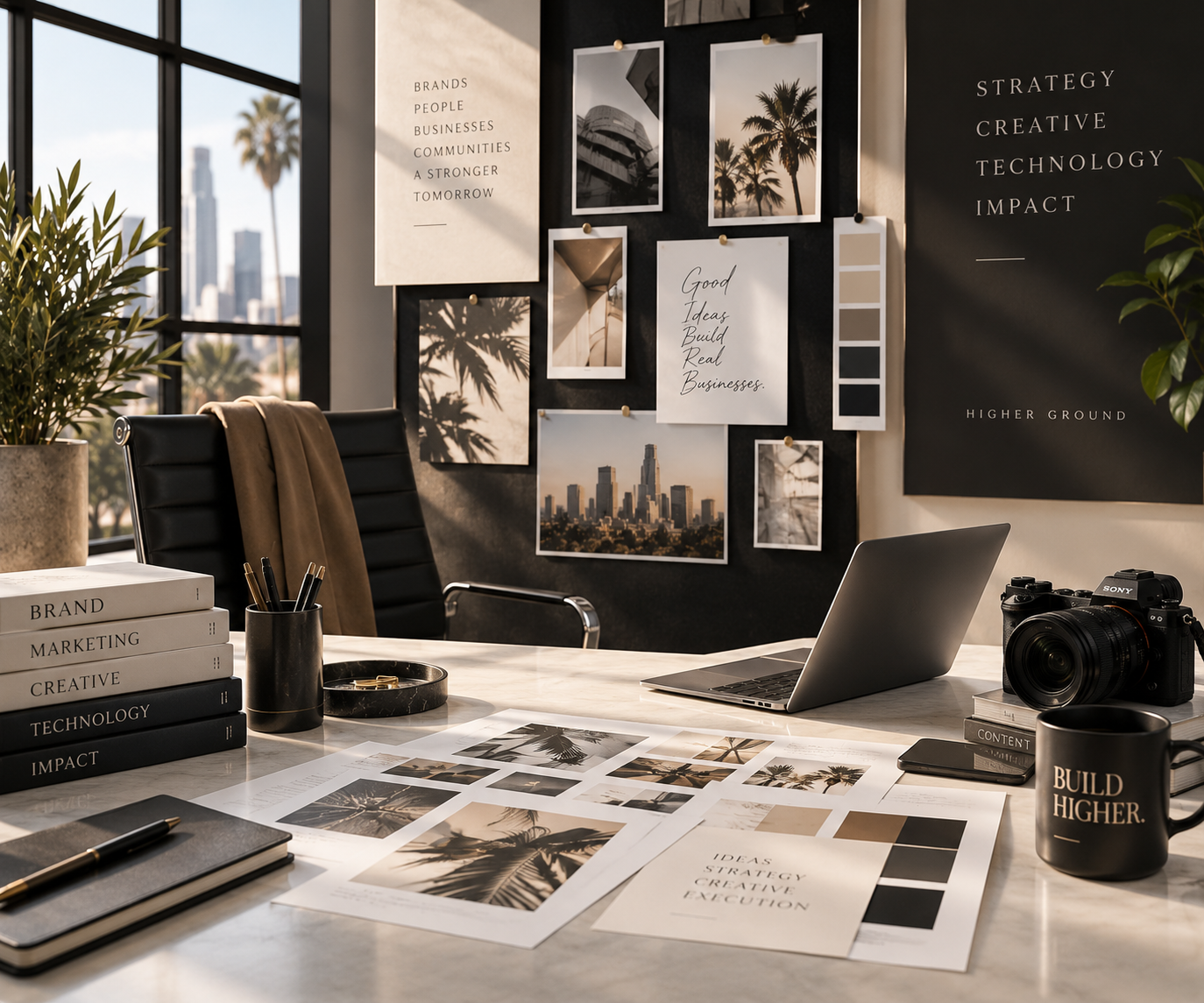Creative studio workspace with design materials